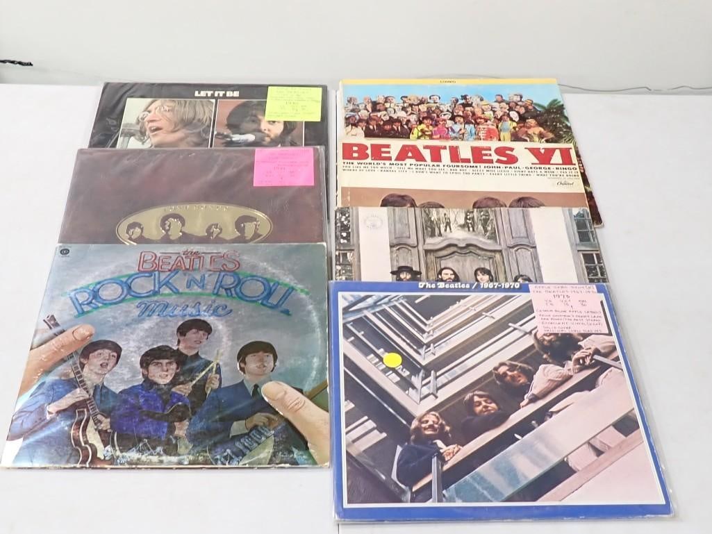 6 Beatles Vinyl Records including Let it Be, VI, Sgt Peppers, Blue Album, Love Songs, etc (1 of 4)