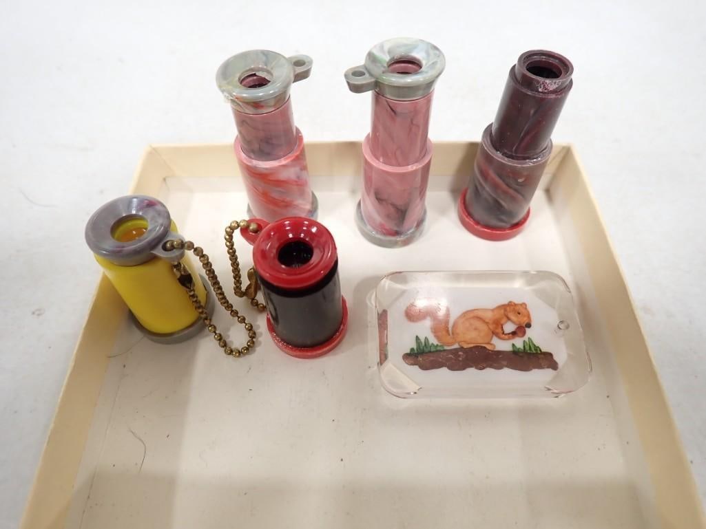 5 Vintage Pin Up Girl Keychain Telescope Viewers and a squirrel keychain: 5 Vintage Pin Up Girl Keychain Telescope Viewers and a squirrel key chain