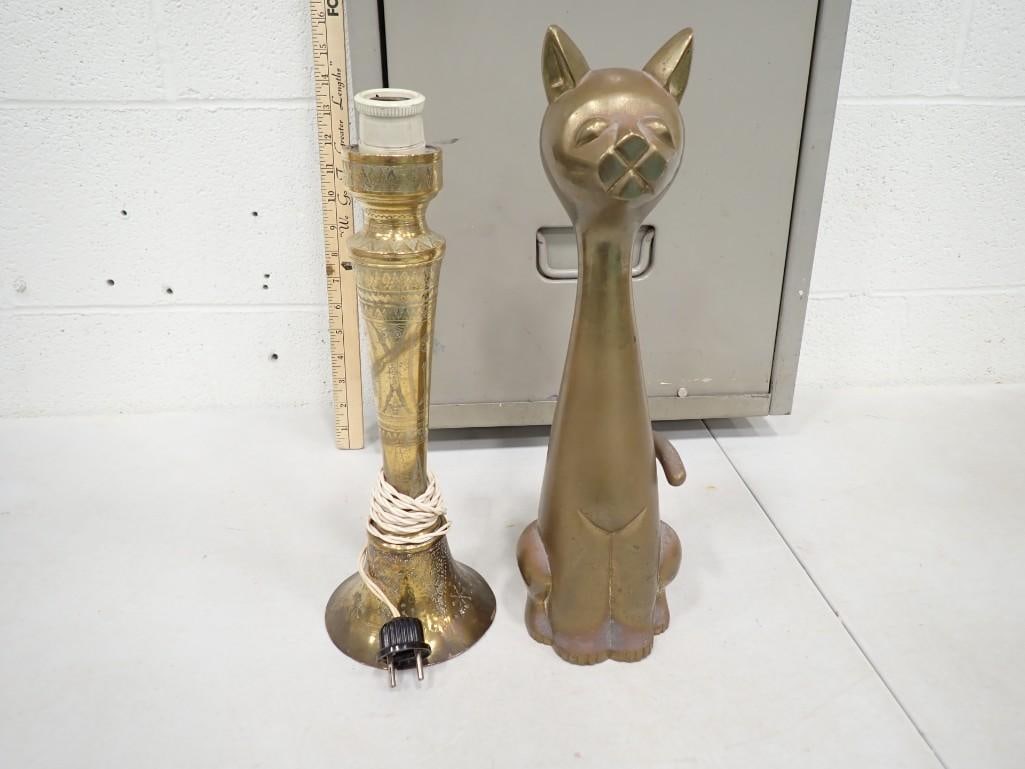 Vintage Brass Cat and Old Lamp (1 of 11)