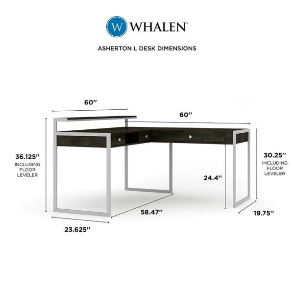 Whalen Furniture Asherton L Shaped Desk in Harvest Oak Finish - New in Damaged Box (1 of 5)
