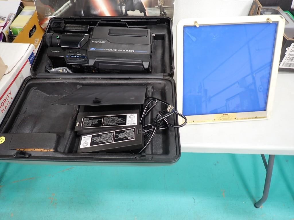 Vintage Magnovox Camcorder with case and batteries and Kodak 10x10 Illuminator Model 1A Blue Glass (1 of 9)