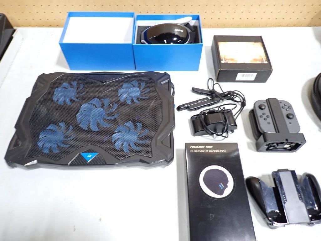 Computer / Electronics Lot including Laptop Cooler, Mouse, Bluetooth Beanie Hat, Nintendo Switch acc (1 of 10)