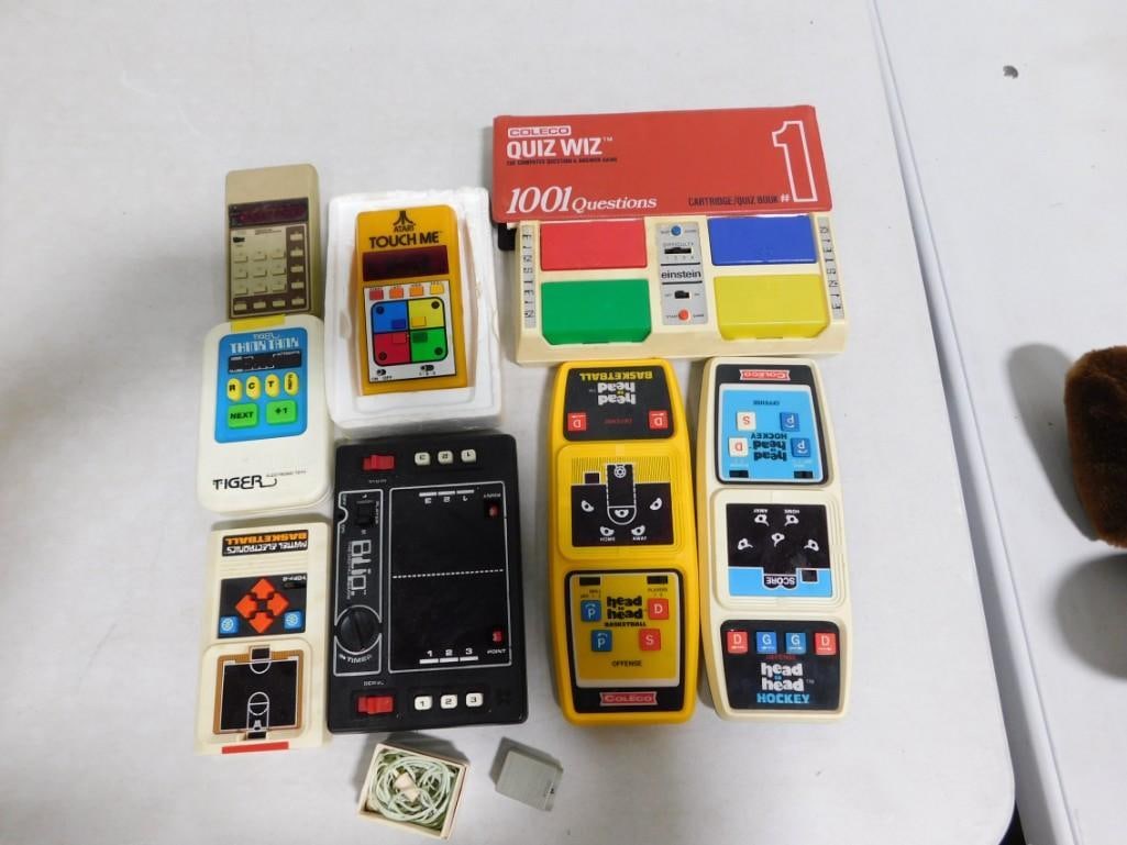 Lot of Vintage Handheld Games including Mattel Basketball, Atari Touch Me, Tiger Think Tank, (1 of 5)