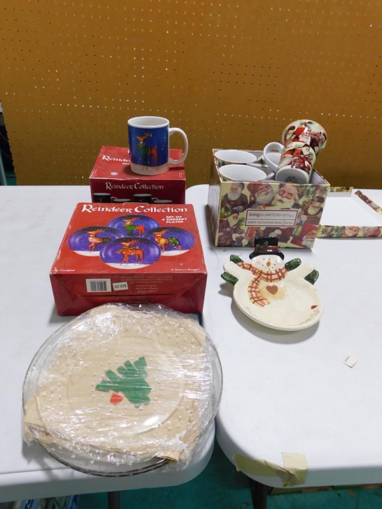 Christmas / Winter Lot including plates, dishes, mugs, etc.: Christmas / Winter Lot including plates, dishes, mugs, Deb Strain, etc.