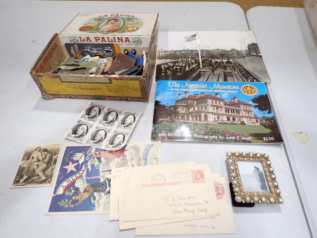 Smalls / Ephemera Lot including Newport Mansions, Cigar box full of stuff, postcards, etc. (1 of 5)
