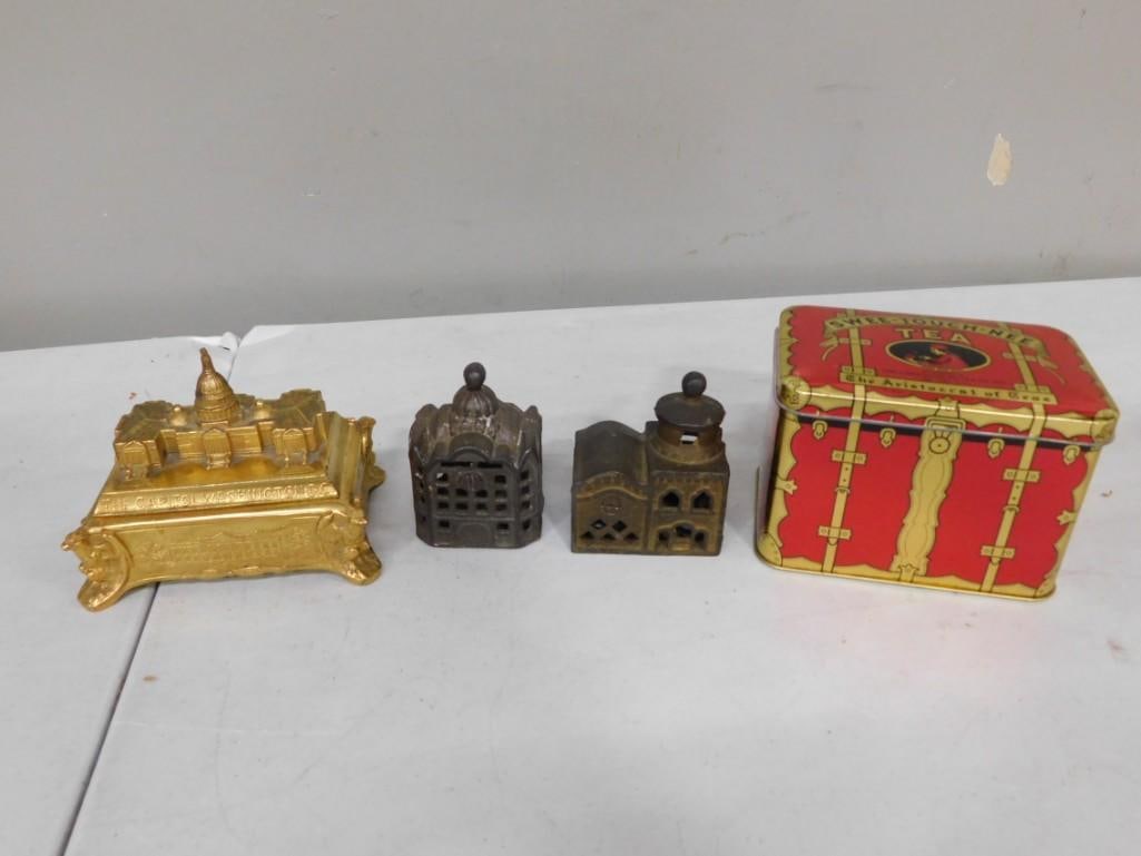 Vintage Swee Touch Nee Tea Tin with old Soaps, Antique Cast Iron, Washington DC Trinket box (1 of 12)