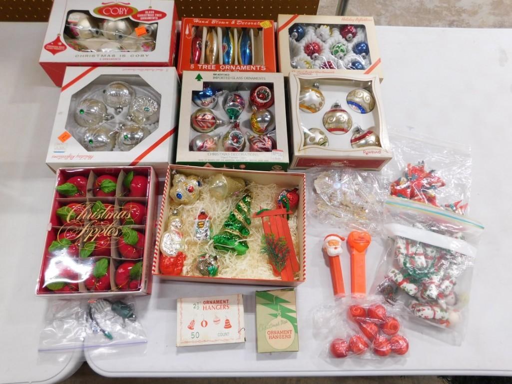 Christmas Lot including Vintage Glass Ornaments, Pez, Christmas Apples, etc.: Christmas Lot including Vintage Glass Ornaments, Pez, Christmas Apples, etc.