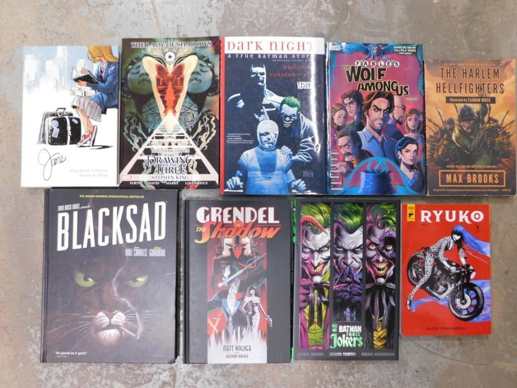 9 Graphic Novels and Books incl Ryuko, Grendel vs The Shadow, Batman Three Jokers, (1 of 4)