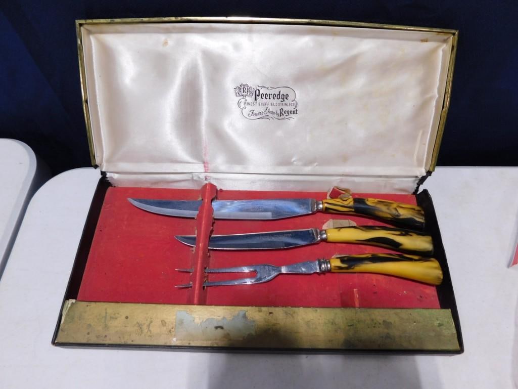Vintage Peeredge Finest Sheffield Stainless Carving Set with Bakelite Handles (1 of 6)