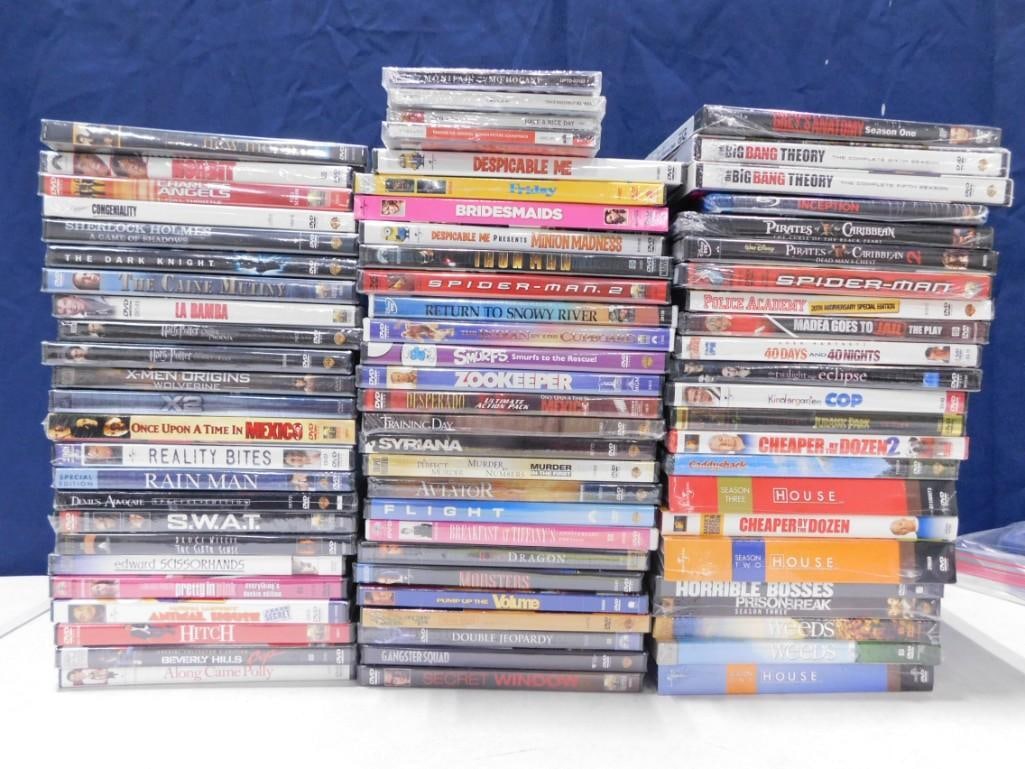 Lot of DVDs and CDs incl Many Sealed .  Includes The Big Bang Theory, Spider-Man, (1 of 9)