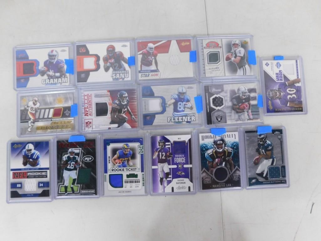 Lot of 15 Game Used Jersey Football Cards: Lot of 15 Game Used Jersey Football Cards