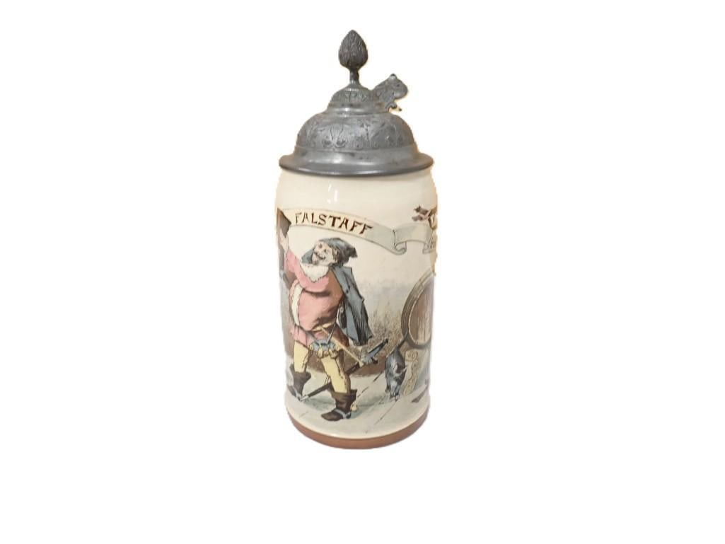 Mettlach Beer Stein #1909 Falstaff: Mettlach Beer Stein #1909 Falstaff