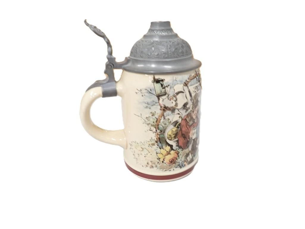 Mettlach Beer Stein 1909/942 - Print under Glaze Night Watchman with Rooster (1 of 6)
