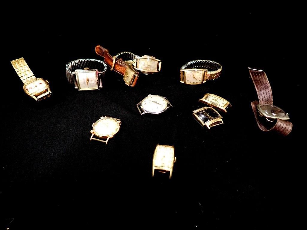 Lot of 10 Vintage Watches including Wittnaur, Elgin self Winding, Hamilton, Helbros, Benrus, Winsor: Lot of 10 Vintage Watches including Wittnaur, Elgin self Winding, Hamilton, Helbros, Benrus, Winsor Swiss Military, Croton, etc.
