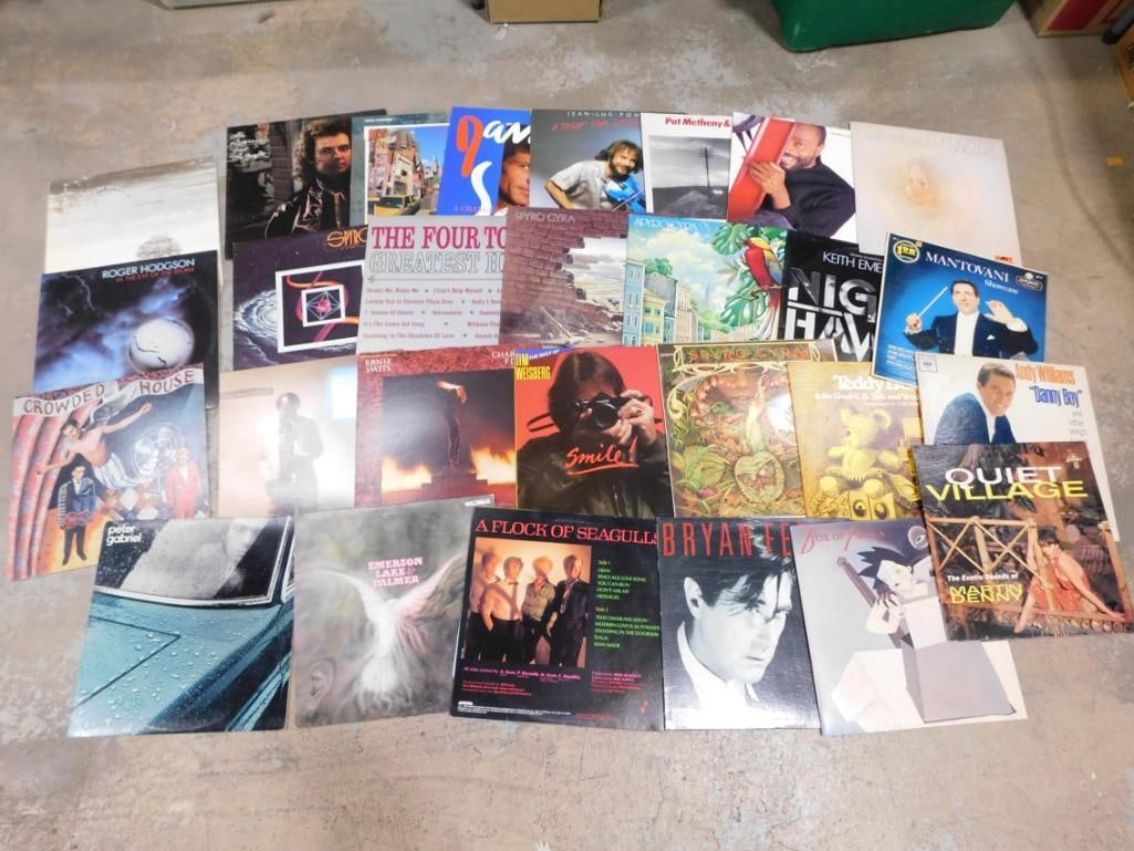 Approx 28 Vinyl Records 33 RPM LPs incl Crowded House, Peter Gabriel, A Flock of Seagulls, (1 of 4)