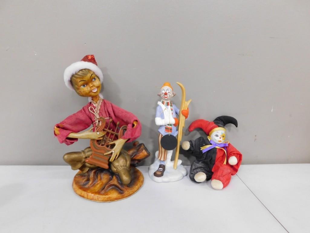 Clown, Jester, and Musician Figures: Clown, Jester, and Musician Figures . Clown is The Toscany Collection Made in Japan