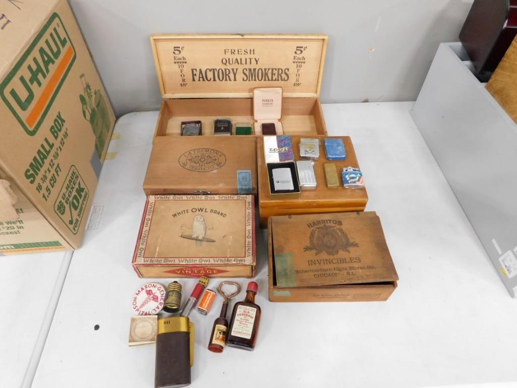 Lot of Lighters and Cigar Boxes incl Zippo, Parker Flaminaire, Warner, etc (1 of 8)