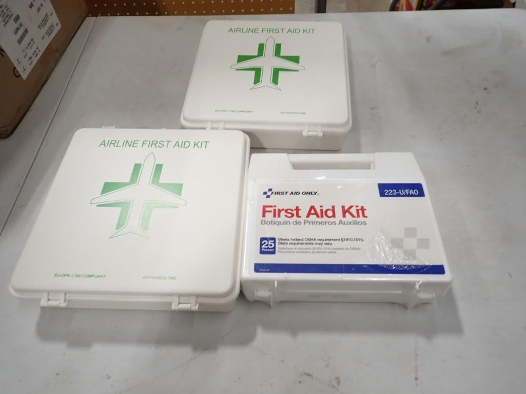 1 Sealed First Aid Kit and 2 Airline First Aid Kits - Unsealed But items inside appear new (1 of 6)