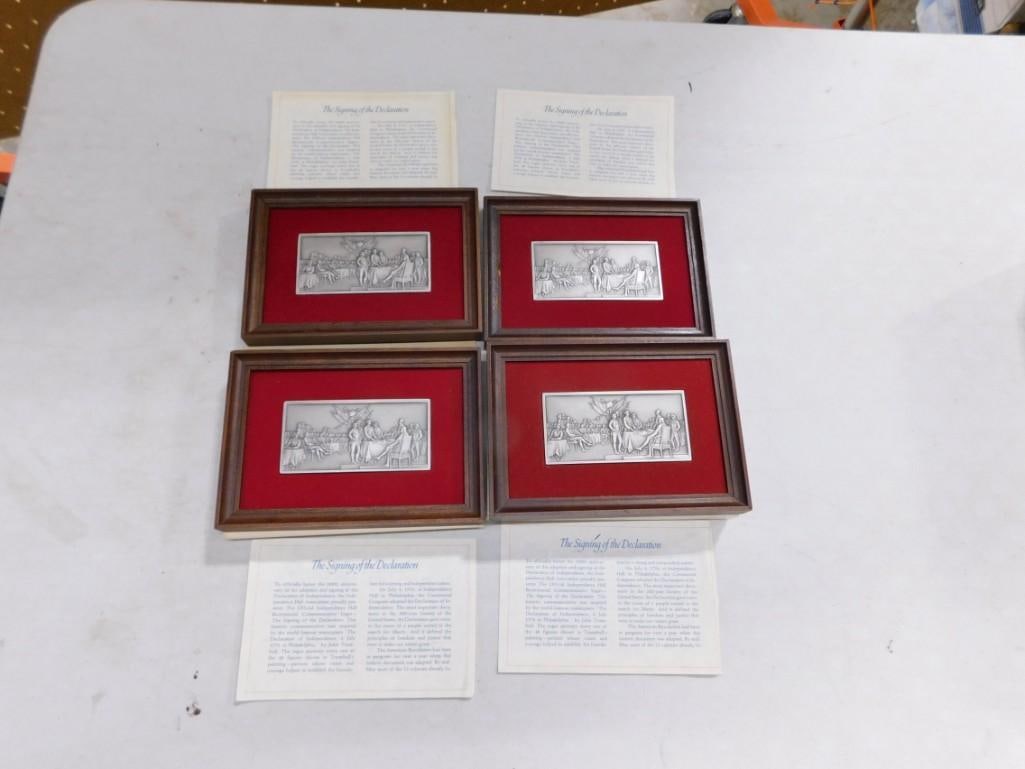 4 Franklin Mint Framed Signing of the Declaration plaques: 4 Franklin Mint Framed Signing of the Declaration plaques