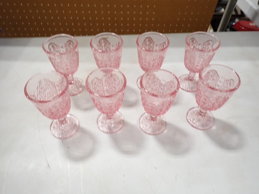Set of 8 Small Pink Stemware Glasses (1 of 7)