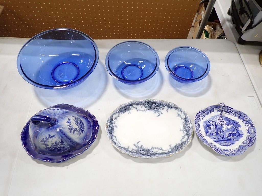 Lot of Blue Dishes incl Alfred Meakin Medway China, Spode, Whitestoneware, (1 of 15)
