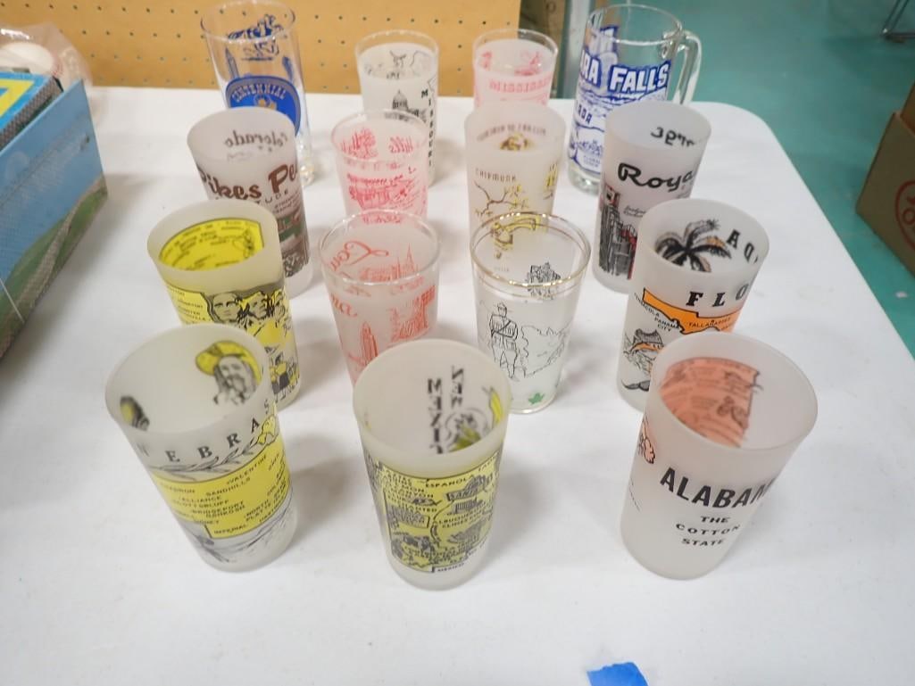 15 Souvenir Glasses Mostly Vintage Frosted Glass (1 of 17)