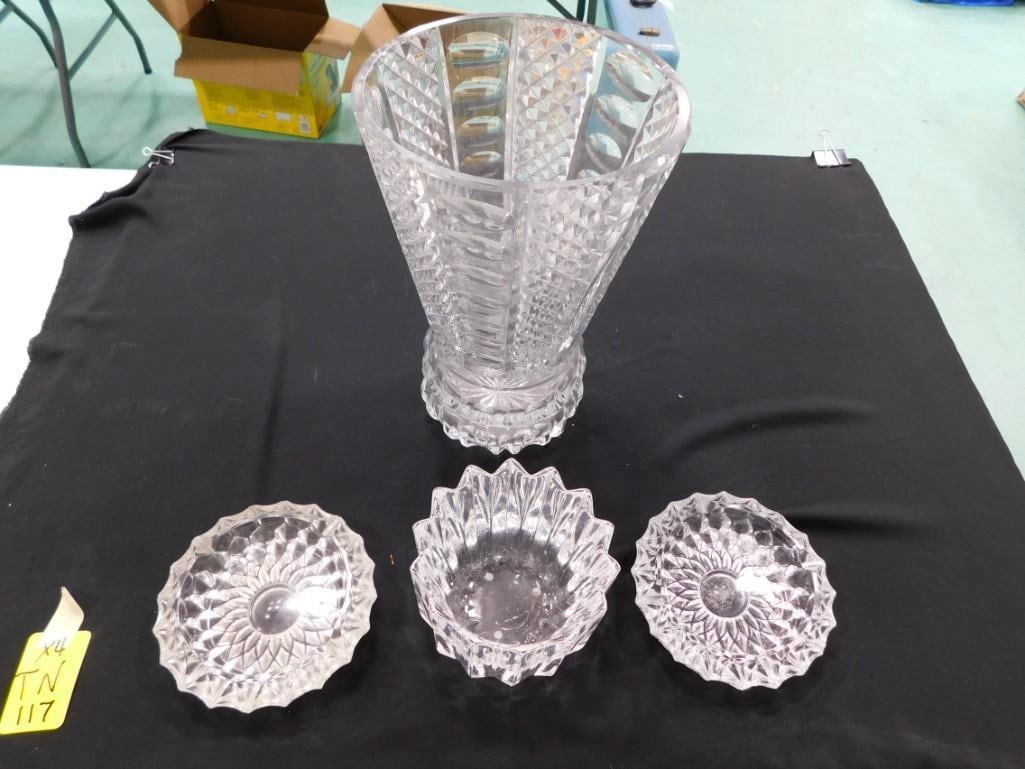 Crystal lot including Orrefors Bowl, 14 Inch Vase and two ashtrays (1 of 13)