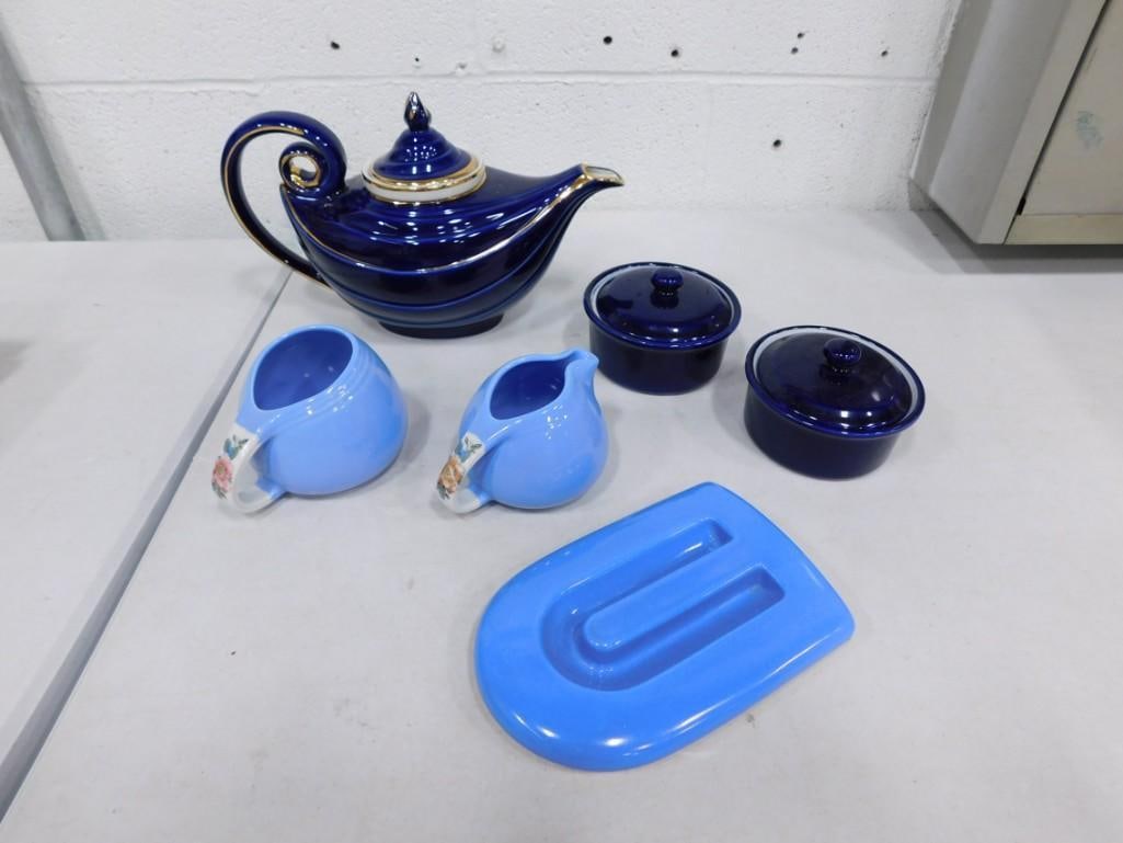 Vintage hall Pottery Teapot, Creamer and Small Pitcher, 2 Small Crocks, etc (1 of 7)