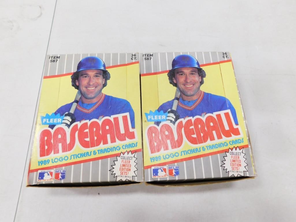 2 Boxes of Unopened Fleer 1989 Baseball Logo Stickers & Trading Cards (1 of 2)