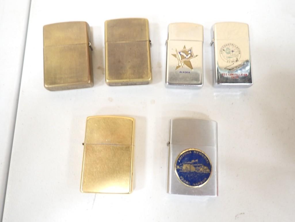 6 Lighters including 5 Zippos and a Crest Craft: 6 Lighters including 5 Zippos and a Crest Craft