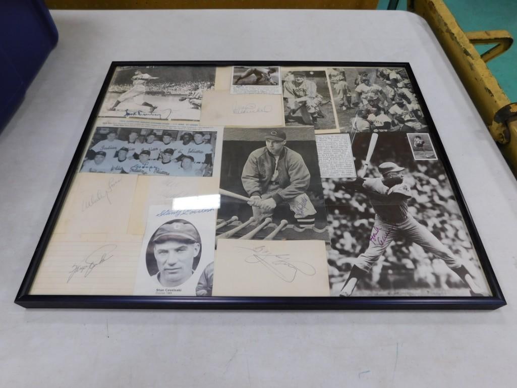 Vintage Baseball Player Autographs in Framed Display - no COAs - some look very old (1 of 6)