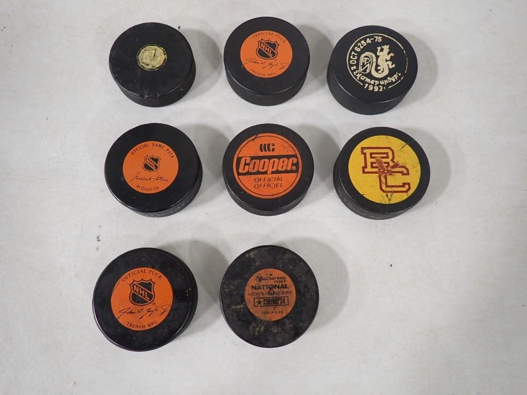 Lot of 8 NHL hockey Pucks: Lot of 8 NHL hockey Pucks