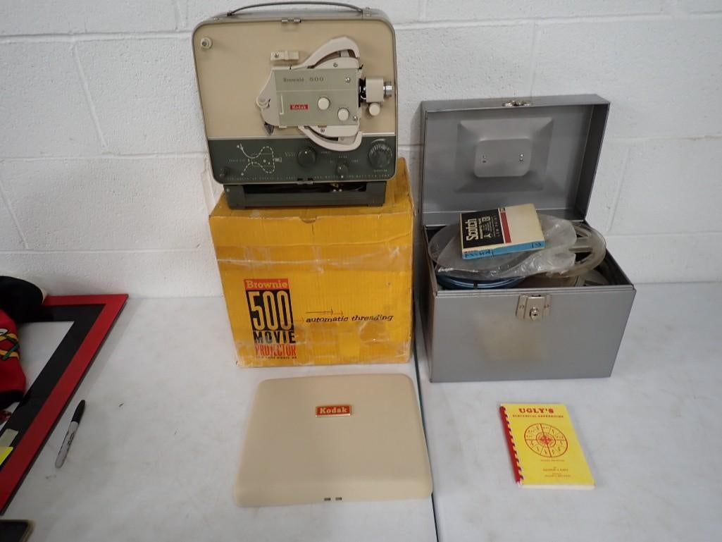 Misc. lot including Kodak Brownie 500 Movie Projector, 8mm movies, Ugly's Electrical References Book (1 of 18)