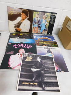 12 Vinyl Records 33RPM LPs incl Michael Jackson Thriller, Billy Joel An Innocent Man, Abba,: 12 Vinyl Records 33RPM LPs incl Michael Jackson Thriller, Billy Joel An Innocent Man, Abba, Footloose, Herb Alpert, Sonny & Cher, Elvis Presley, etc