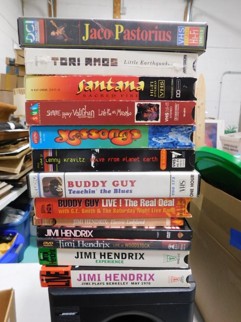 Music DVDs and VHS Tapes including Jimi Hendrix, Buddy Guy, Lenny Kravitz, Yes, Stevie Ray Vaughan (1 of 1)