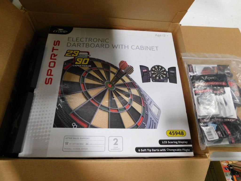 Electronic Dart Board with Cabinet New in Box Plus some Flights and Shafts (1 of 4)