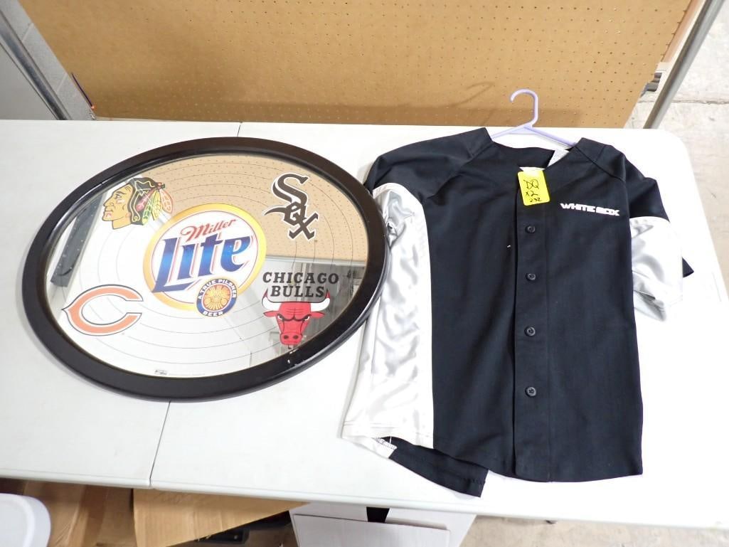 Chicago Sports Teams Miller Lite Bar Mirror and Chicago White Sox Button Down Shirt (1 of 6)