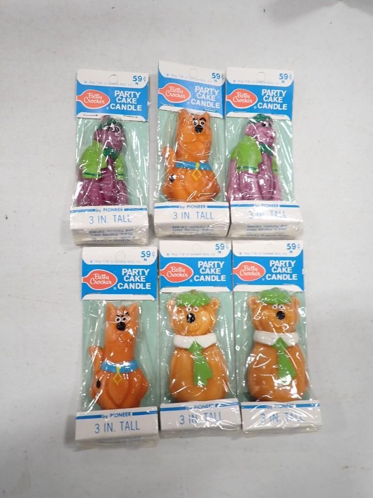 6 NOS Hanna Barbara Party Cake Candles Betty Crocker incl Scooby Doo, Yogi Bear, Etc (1 of 9)