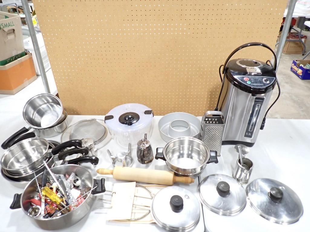 Kitchen Lot incl Stainless Steel Pots and Pans, Electric Hot Water Pot, Gadgets, etc (1 of 12)