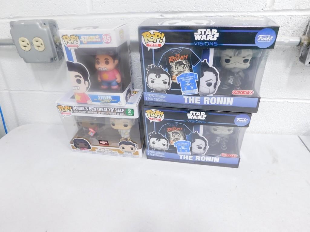 Funko Pop Figures Lot incl 2 Star Wars The Ronin, Steven, Donna & Ben Treat Yo' Self Parks and (1 of 5)