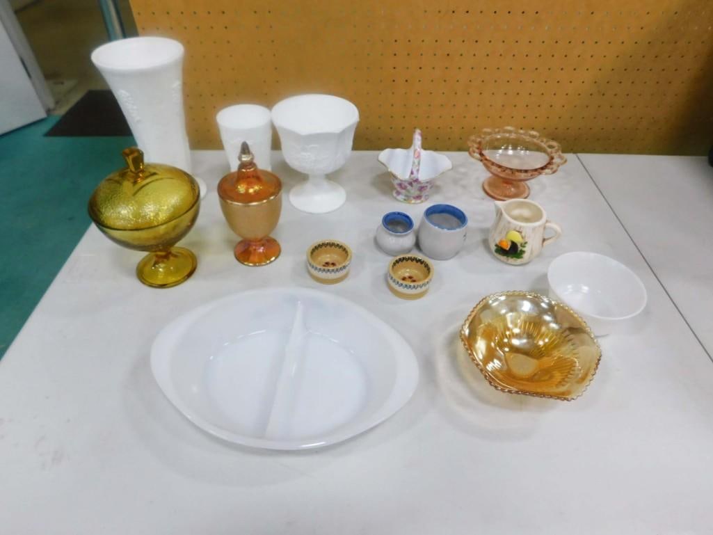 Asst Glass and Pottery incl MA Hadley: Assorted glass and pottery including MA Hadley