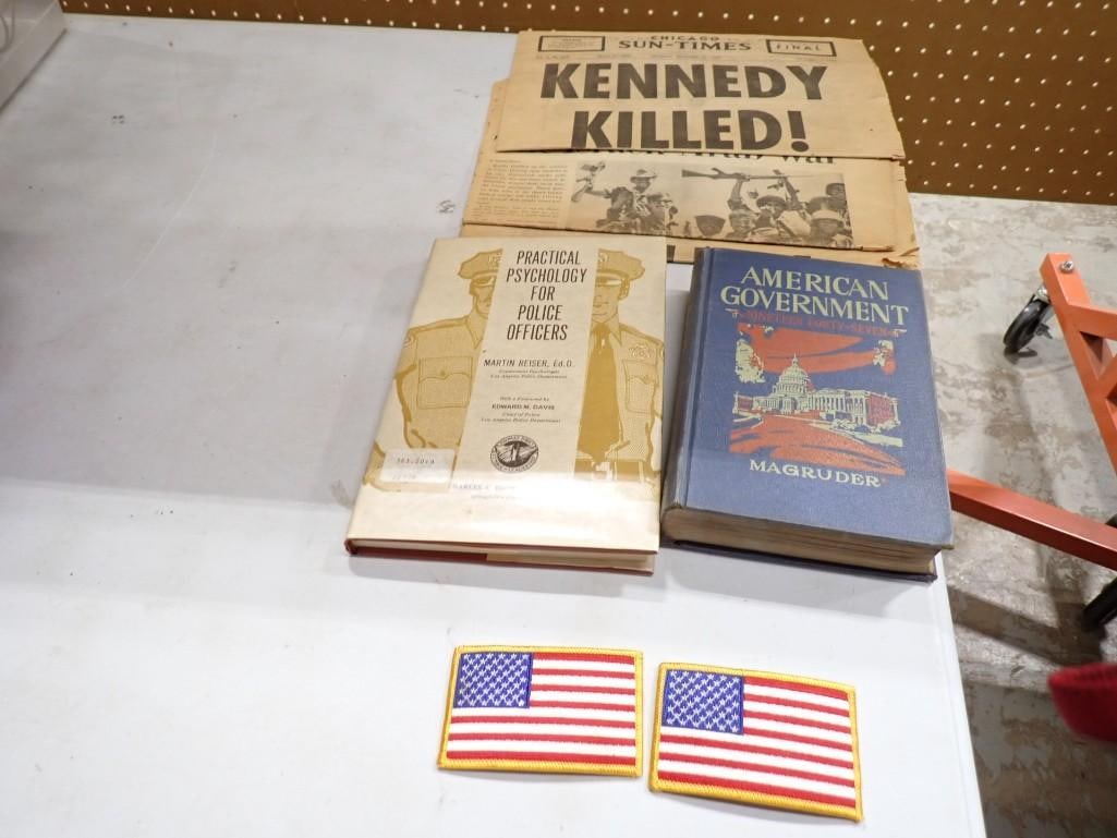 Vintage Ephemera / Book lot including Kennedy Assassination, American Government Book (1 of 3)