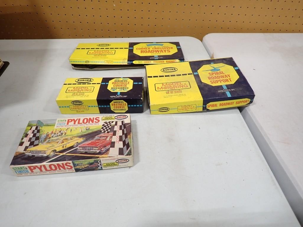 Aurora Model Car Motoring Accessories incl Spiral Roadway Support, Pylons, Obstacle Course, (1 of 8)