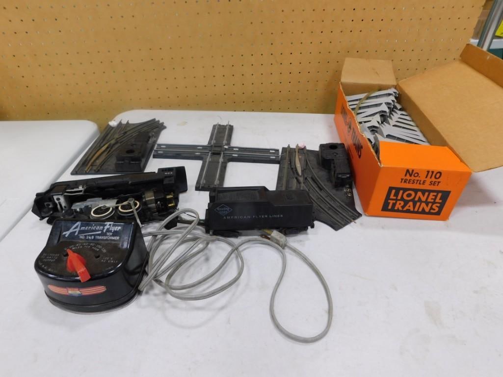 Model Train / Accessory Lot including Lionel No 110 Trestle Set, Track, American Flyer Transformer (1 of 4)