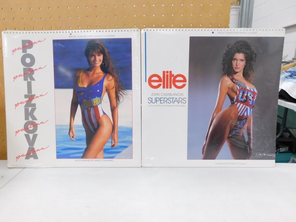 2 Sealed 1989 Swimsuit Model Calendars incl Paulina Porizkova and John Casablancas Elite Superstars (1 of 6)