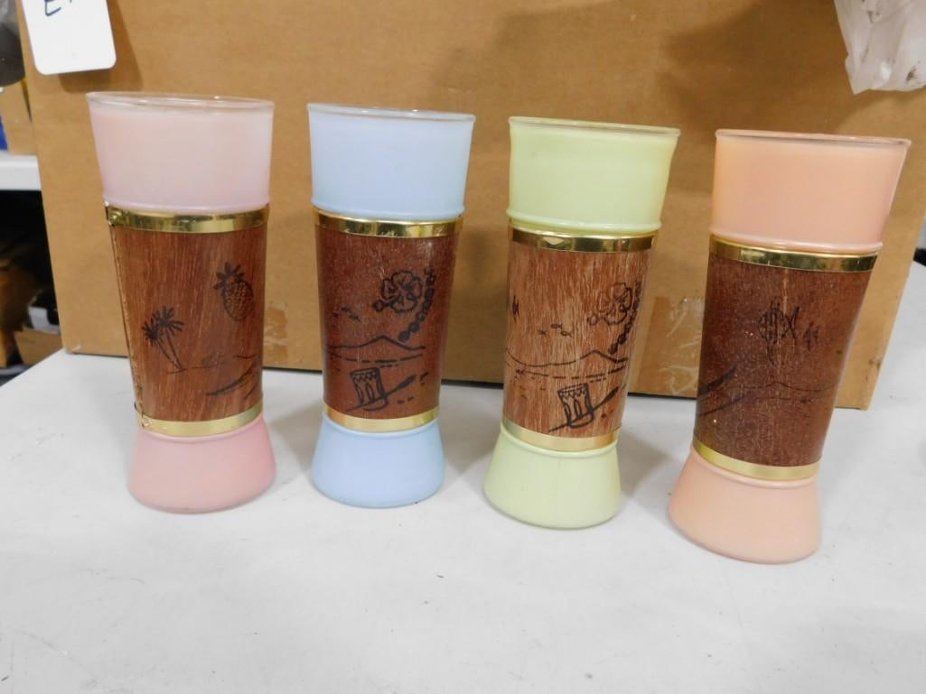 Set of 4 Vintage Siestaware or Siesta Ware Tiki Glasses or Tropical Bar Glasses (1 of 6)