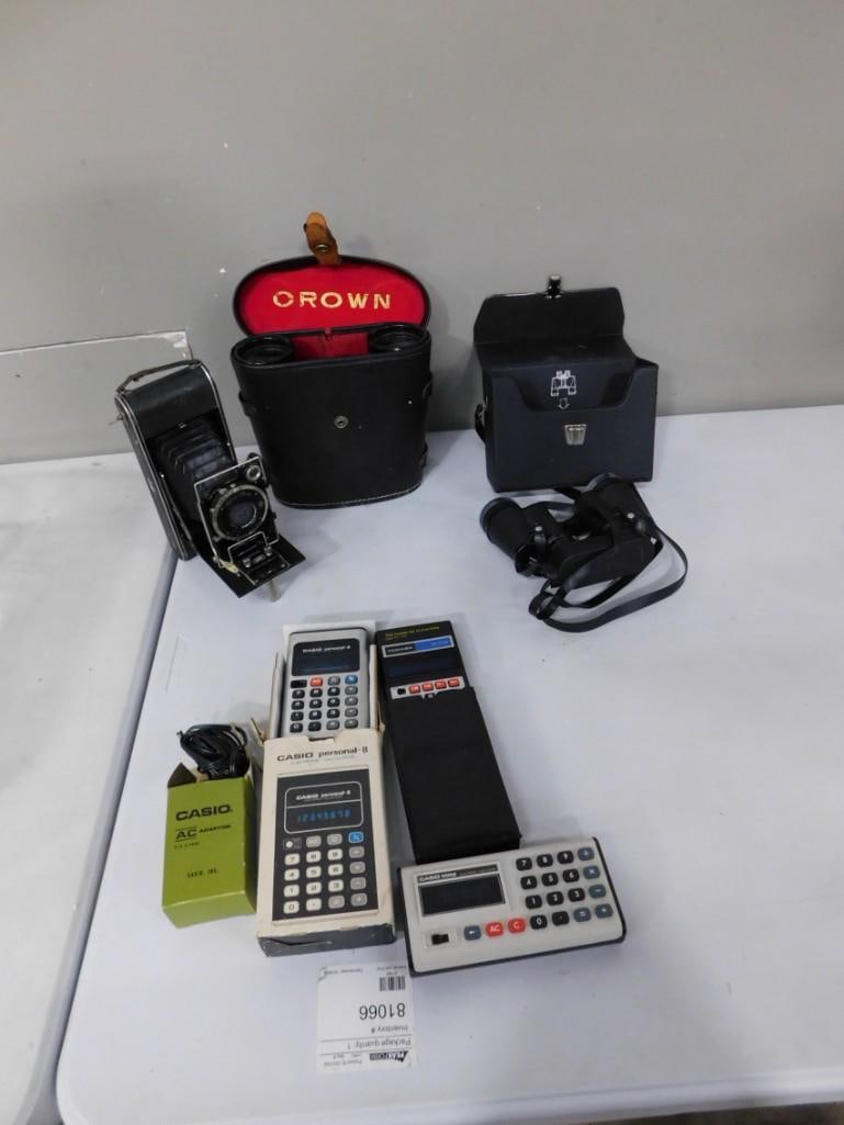 Vintage / Antique  Lot including old calculators - Casio, Toshiba, Crown Binoculars, Zeiss-Ikon Came (1 of 12)