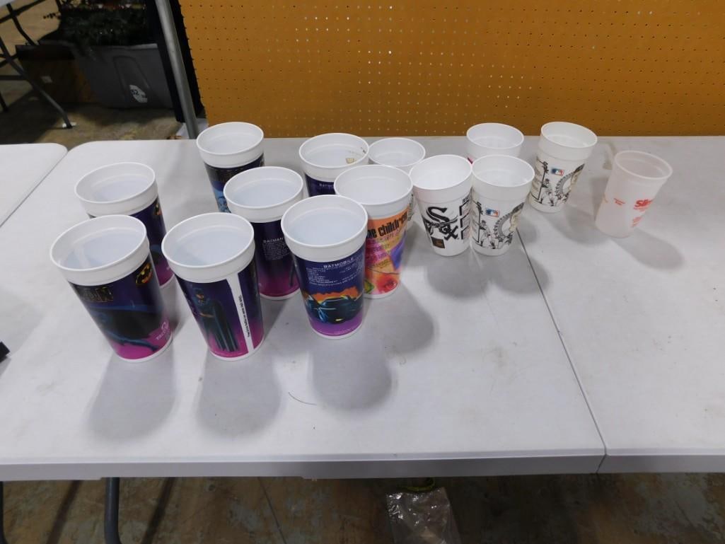 Large Lot of Collector Cups including Batman, Chicago White Sox, Slim Fast (1 of 6)