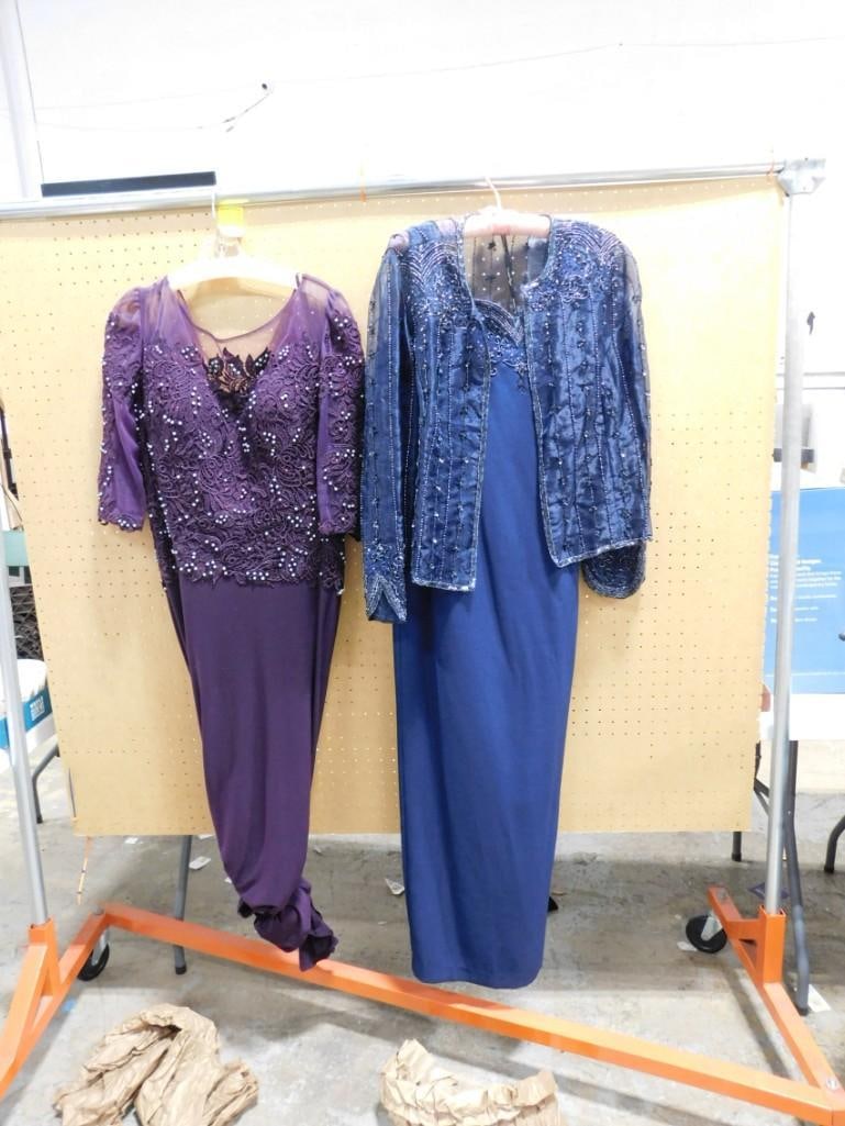 2 Beaded Dresses incl 1 Purple and 1 Navy Blue Both Tagged Size 14 (1 of 8)