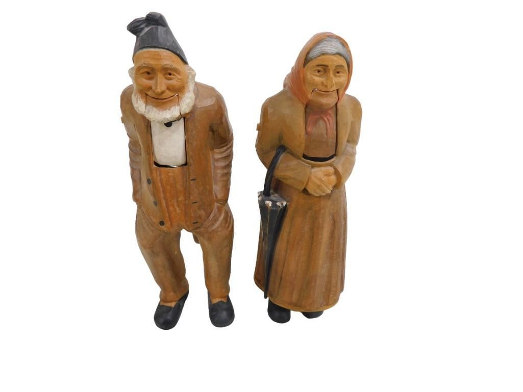 Pair of Antique German Nutcrackers Man and Woman Hand Carved Wood (1 of 6)